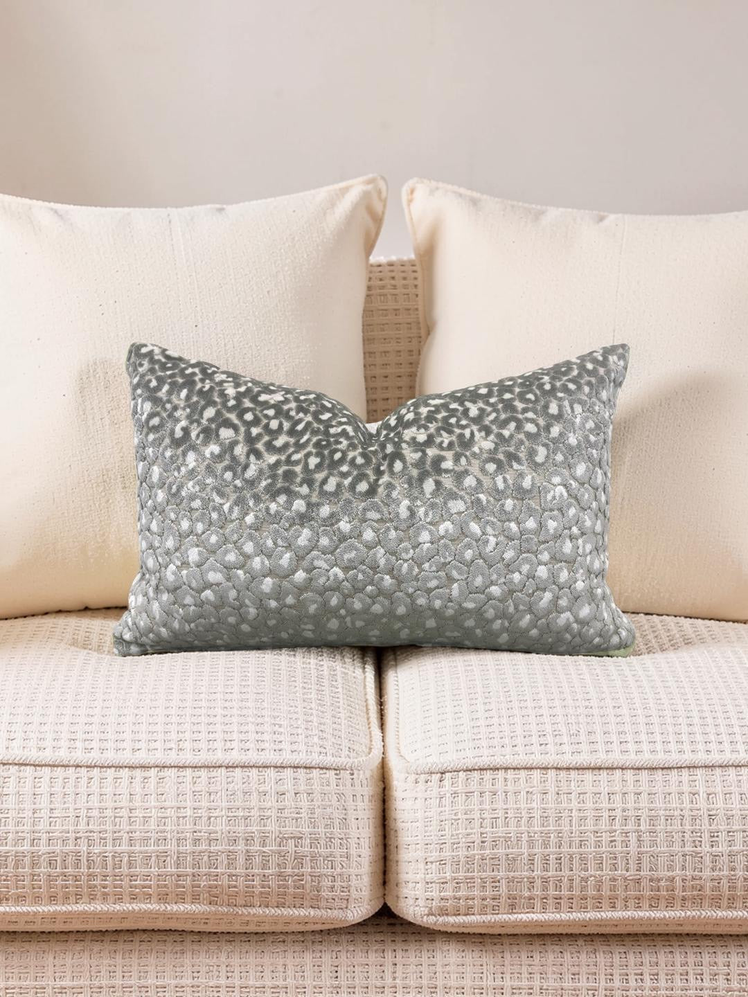 Animal Print Lumbar Pillow Cats Meow Snow Leopard 12x18" Knife Edge Cover