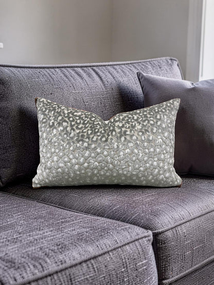 Animal Print Lumbar Pillow Cats Meow Snow Leopard 12x18" Knife Edge Cover