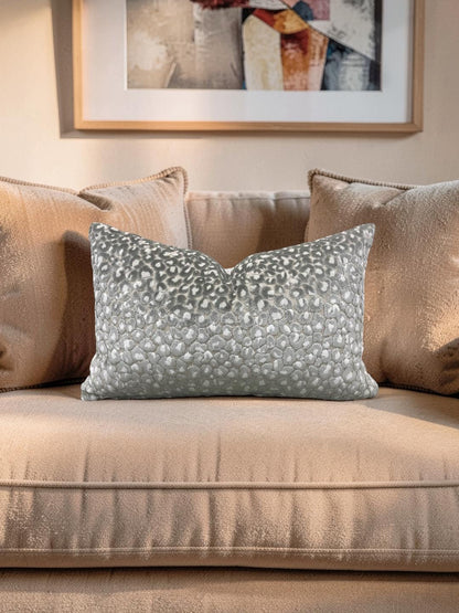 Animal Print Lumbar Pillow Cats Meow Snow Leopard 12x18" Knife Edge Cover