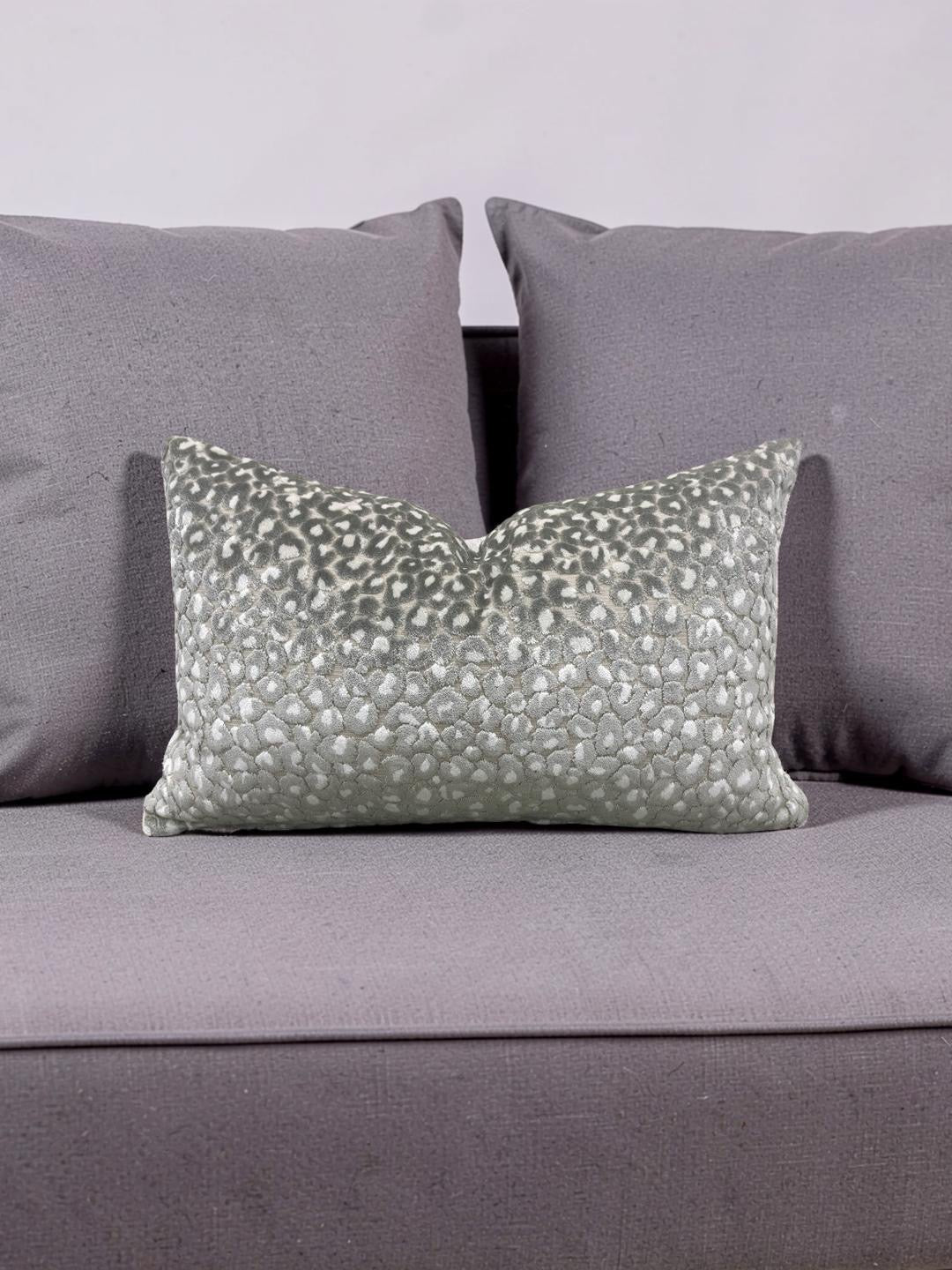 Animal Print Lumbar Pillow Cats Meow Snow Leopard 12x18" Knife Edge Cover