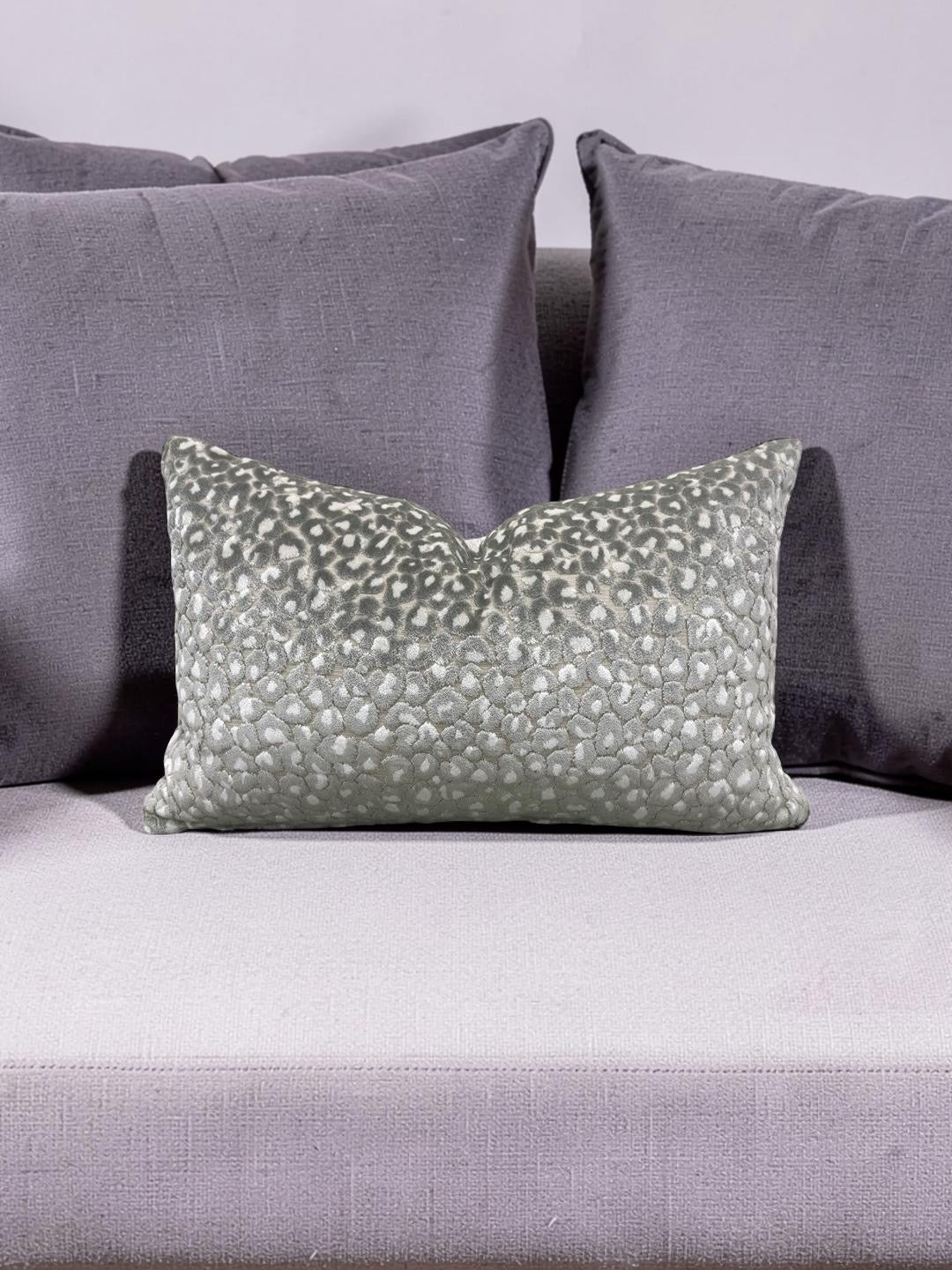 Animal Print Lumbar Pillow Cats Meow Snow Leopard 12x18" Knife Edge Cover