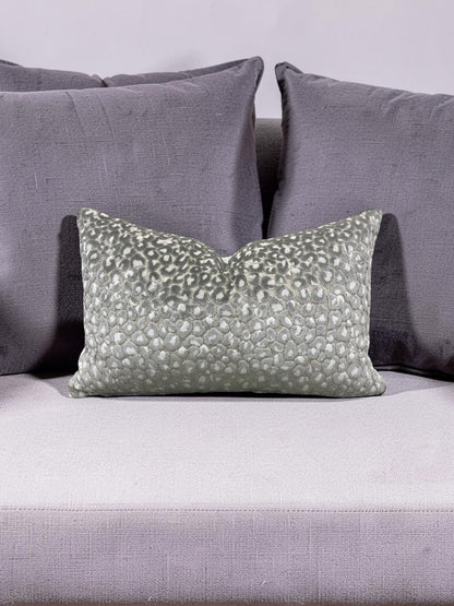 Animal Print Lumbar Pillow Cats Meow Snow Leopard 12x18" Knife Edge Cover