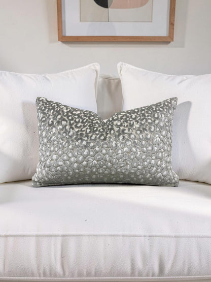 Animal Print Lumbar Pillow Cats Meow Snow Leopard 12x18" Knife Edge Cover