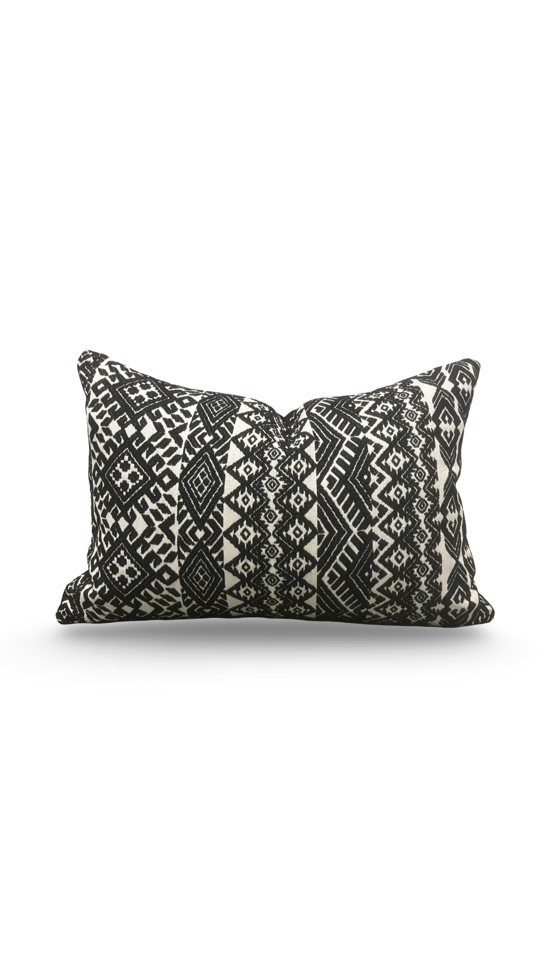 Black and White Pollack Lumbar Pillow Xela Cast Iron 12x18" Knife Edge Cover