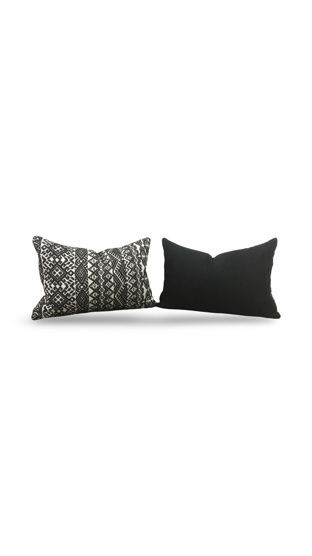 Black and White Pollack Lumbar Pillow Xela Cast Iron 12x18" Knife Edge Cover