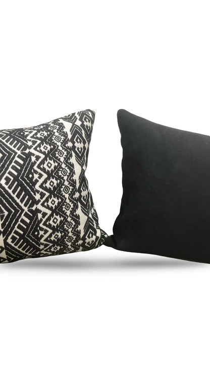 Black and White Pollack Lumbar Pillow Xela Cast Iron 12x18" Knife Edge Cover
