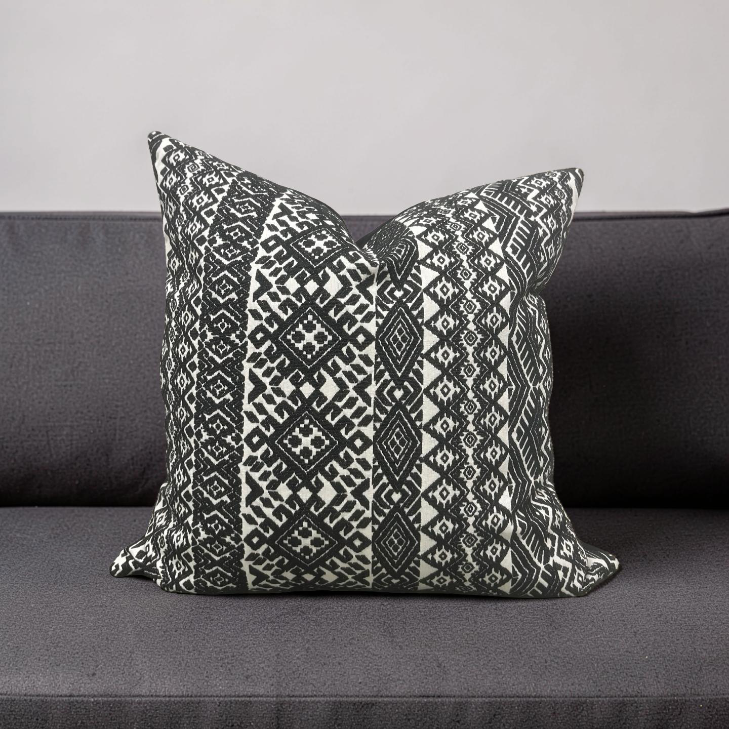 Black and White Pollack Decorative Pillow Xela Cast Iron 20x20" Knife Edge Cover