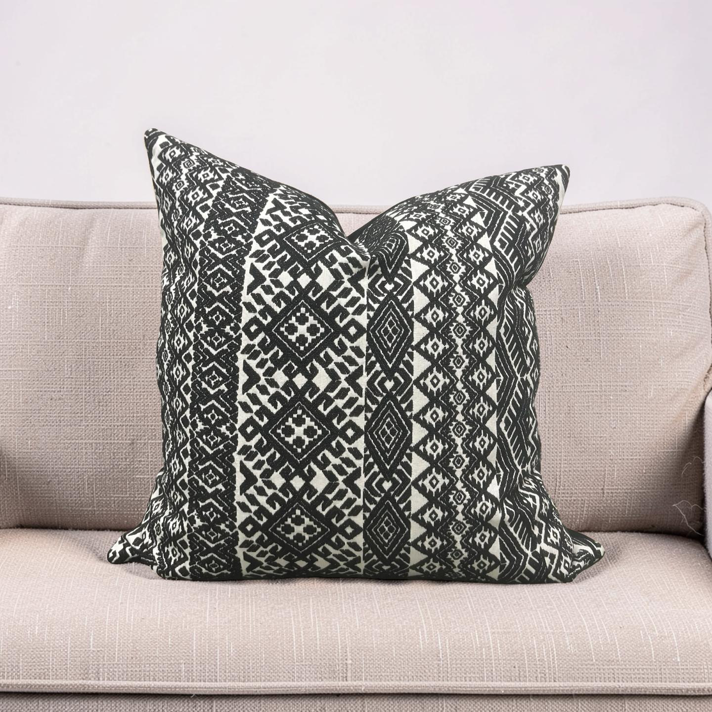 Black and White Pollack Decorative Pillow Xela Cast Iron 20x20" Knife Edge Cover