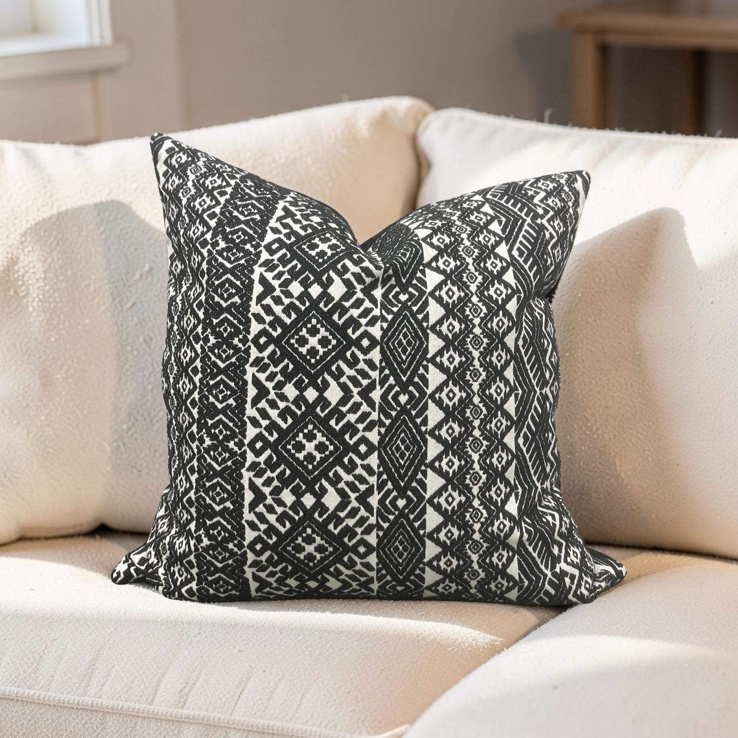 Black and White Pollack Decorative Pillow Xela Cast Iron 20x20" Knife Edge Cover