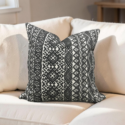 Black and White Pollack Decorative Pillow Xela Cast Iron 20x20" Knife Edge Cover