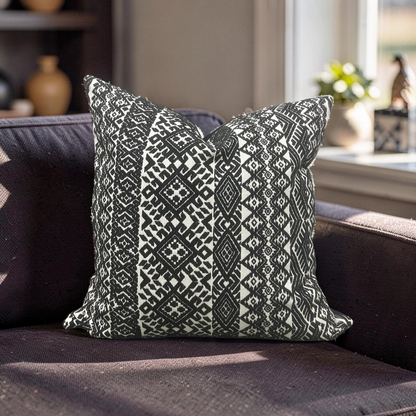 Black and White Pollack Decorative Pillow Xela Cast Iron 20x20" Knife Edge Cover