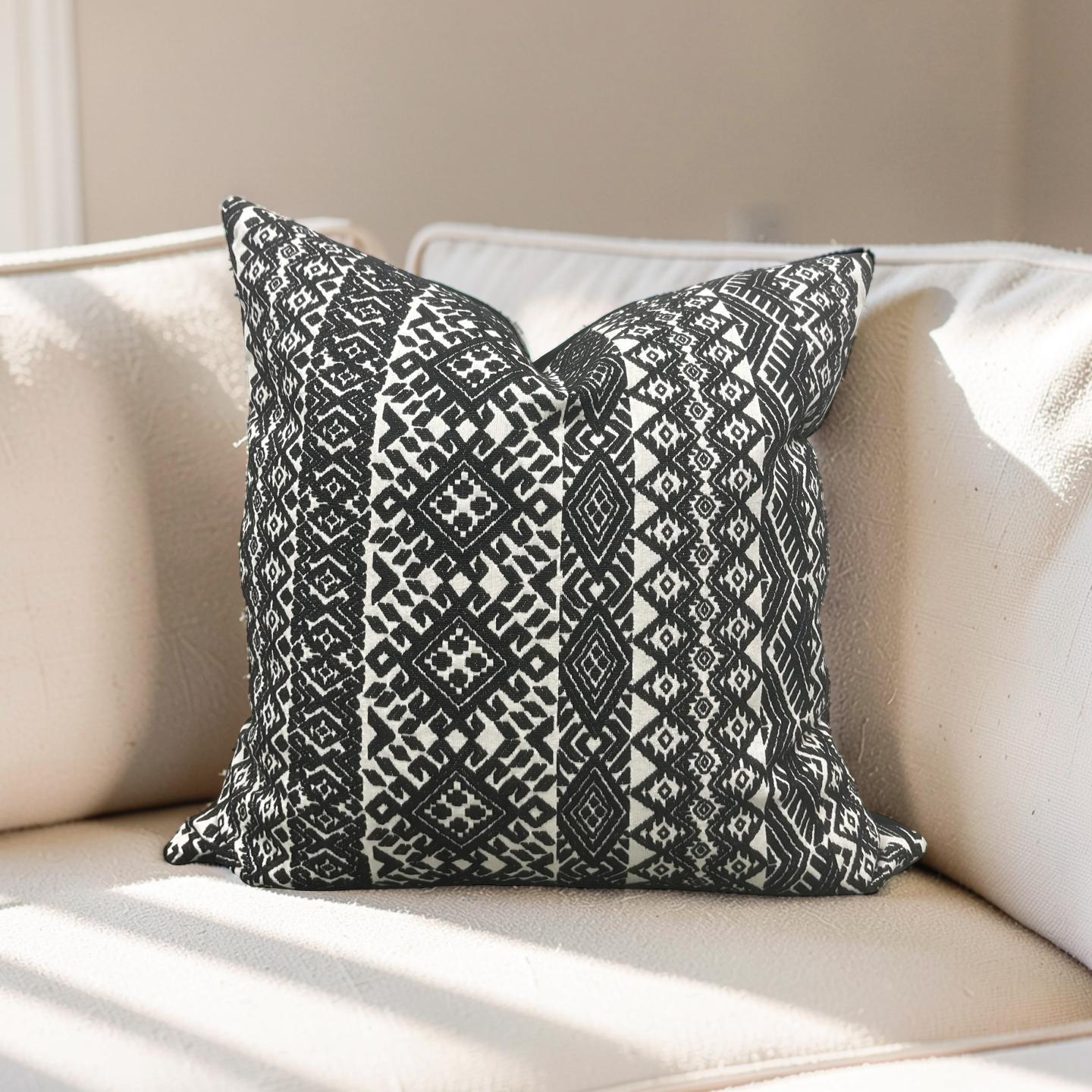Black and White Pollack Decorative Pillow Xela Cast Iron 20x20" Knife Edge Cover