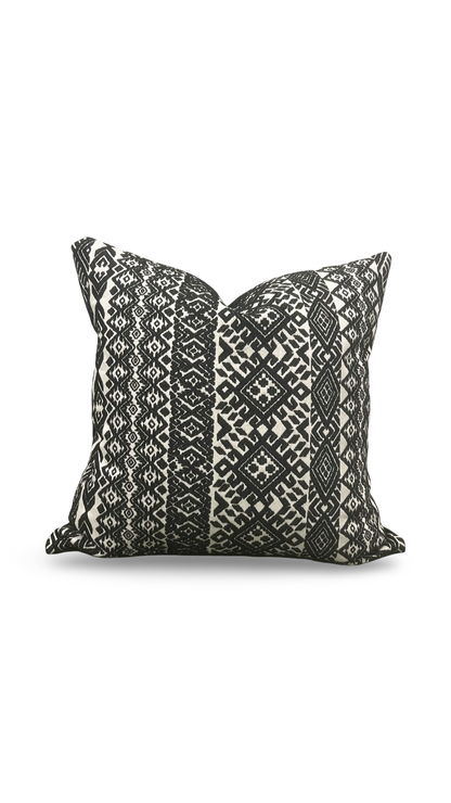 Black and White Pollack Decorative Pillow Xela Cast Iron 18X18" Knife Edge Cover