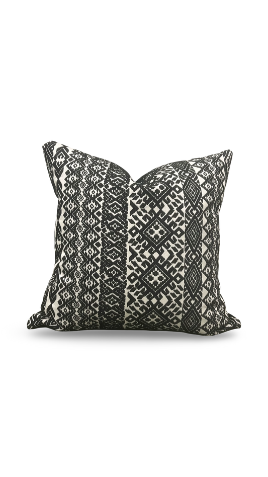 Black and White Pollack Decorative Pillow Xela Cast Iron 18X18" Knife Edge Cover