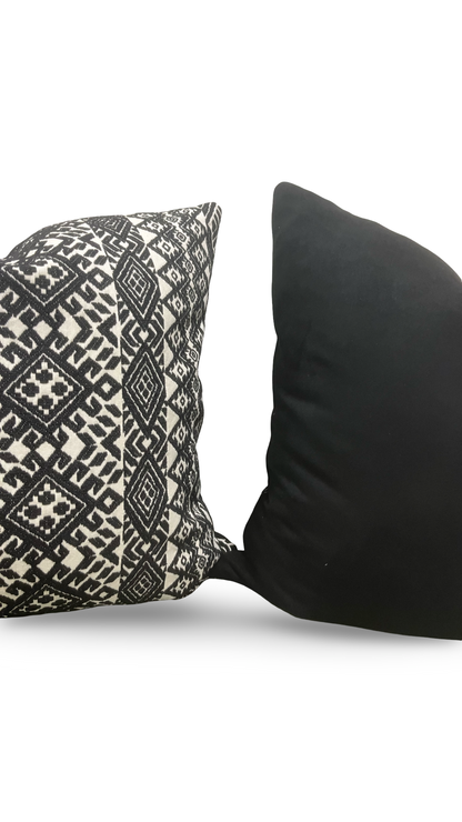 Black and White Pollack Decorative Pillow Xela Cast Iron 18X18" Knife Edge Cover