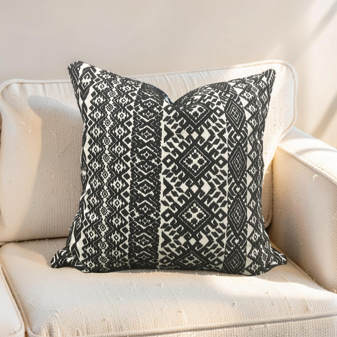 Black and White Pollack Decorative Pillow Xela Cast Iron 18X18" Knife Edge Cover