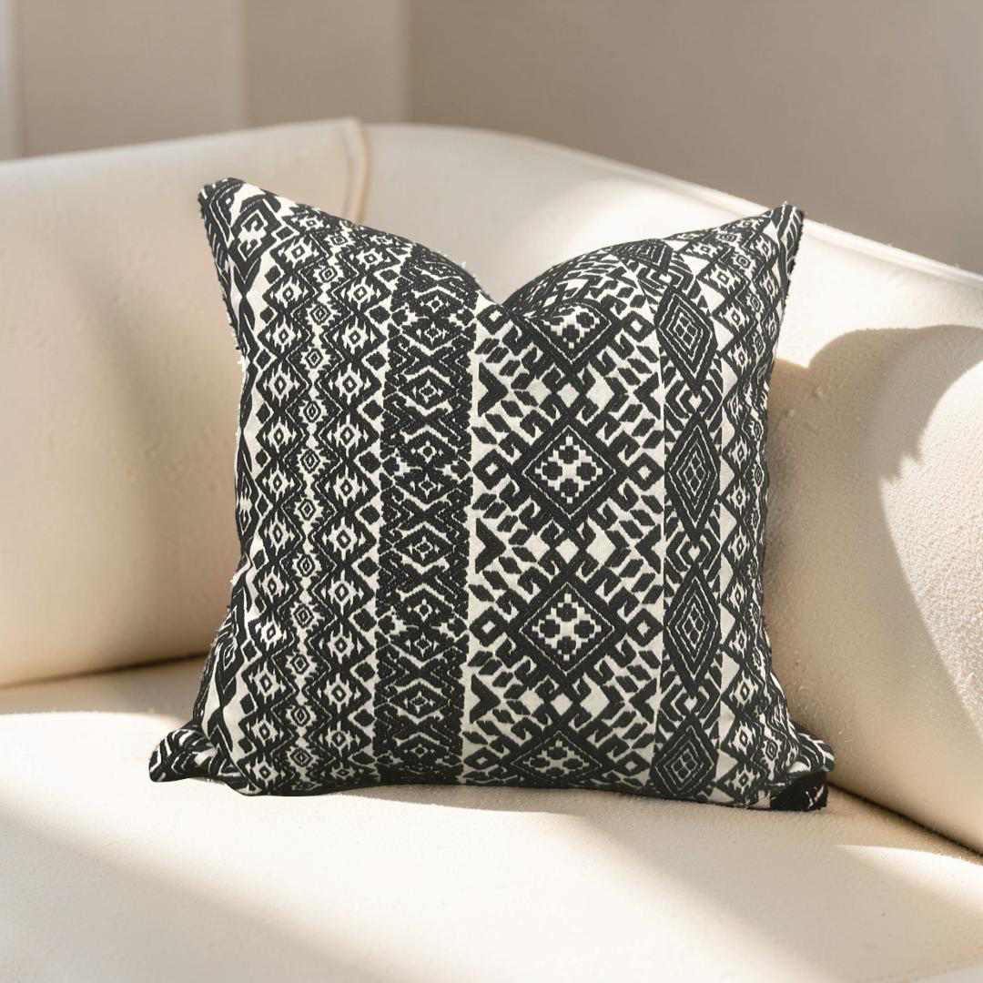 Black and White Pollack Decorative Pillow Xela Cast Iron 18X18" Knife Edge Cover