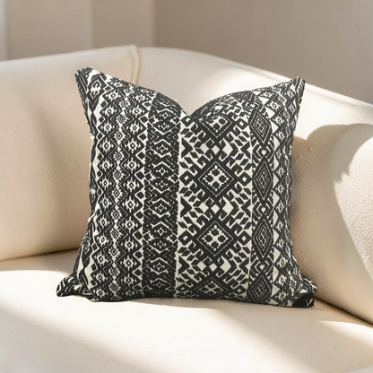 Black and White Pollack Decorative Pillow Xela Cast Iron 18X18" Knife Edge Cover