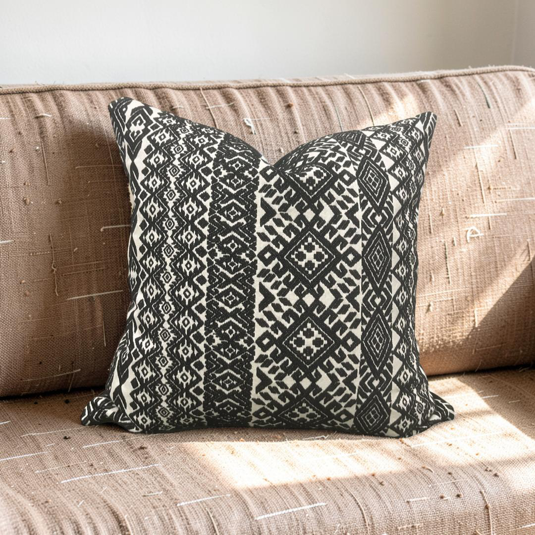 Black and White Pollack Decorative Pillow Xela Cast Iron 18X18" Knife Edge Cover