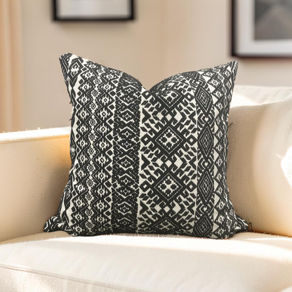 Black and White Pollack Decorative Pillow Xela Cast Iron 18X18" Knife Edge Cover