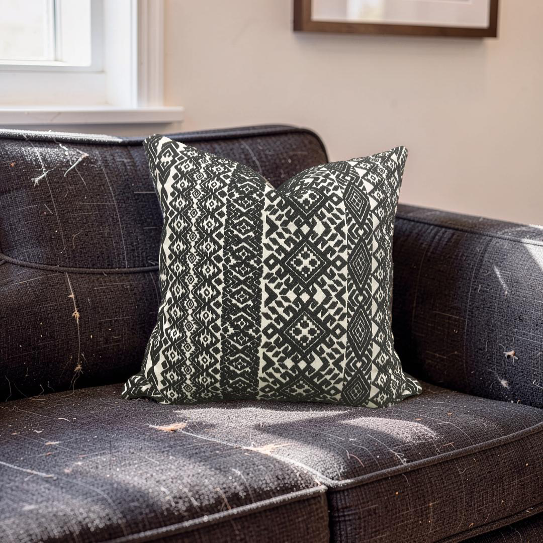 Black and White Pollack Decorative Pillow Xela Cast Iron 18X18" Knife Edge Cover