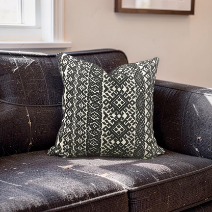 Black and White Pollack Decorative Pillow Xela Cast Iron 18X18" Knife Edge Cover