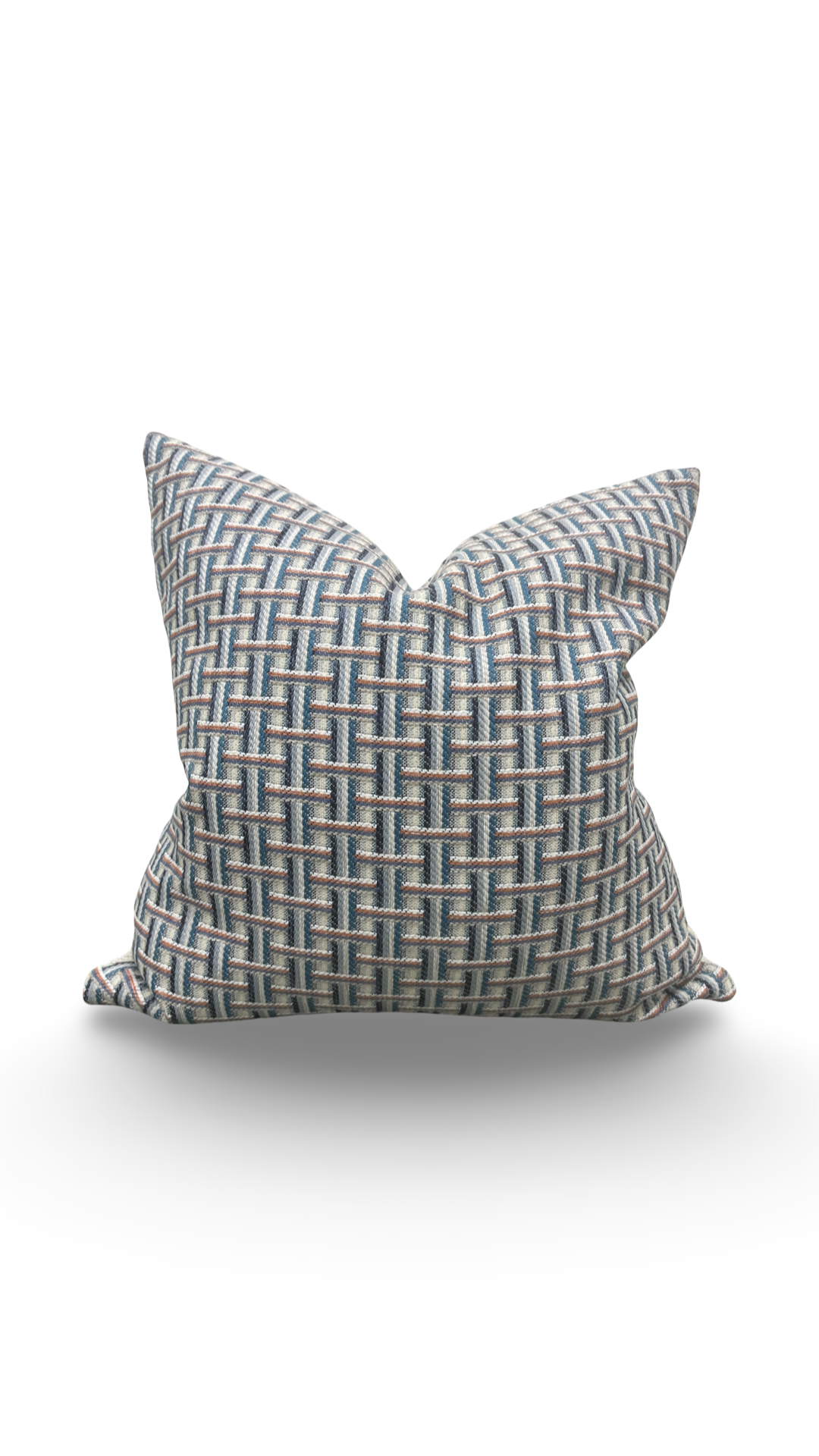 Decorative pillow with geometric pattern on a white background