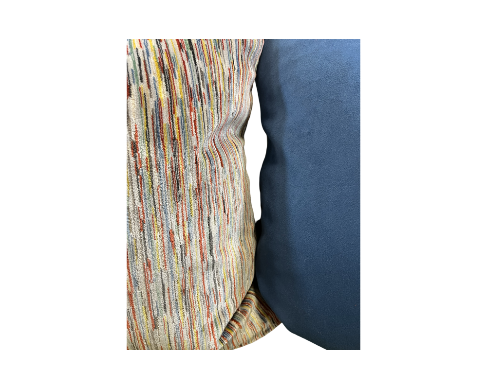Giverny Palette 22x22" Knife Edge Decorative Pillow with Blue Velvet Back