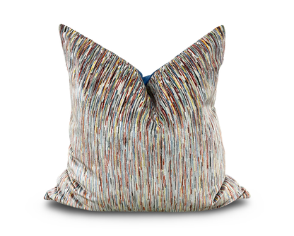 Giverny Palette 22x22" Knife Edge Decorative Pillow with Blue Velvet Back