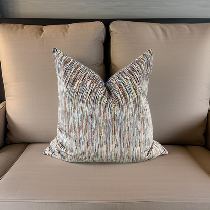 Giverny Palette 22x22" Knife Edge Decorative Pillow with Blue Velvet Back