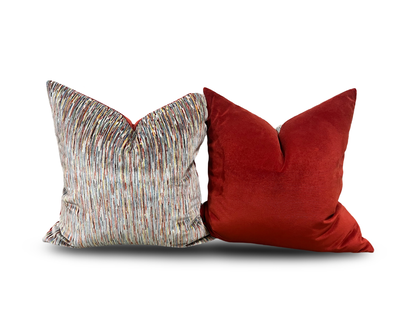 Giverny Palette 22x22" Knife Edge Decorative Pillow with Red Velvet Back