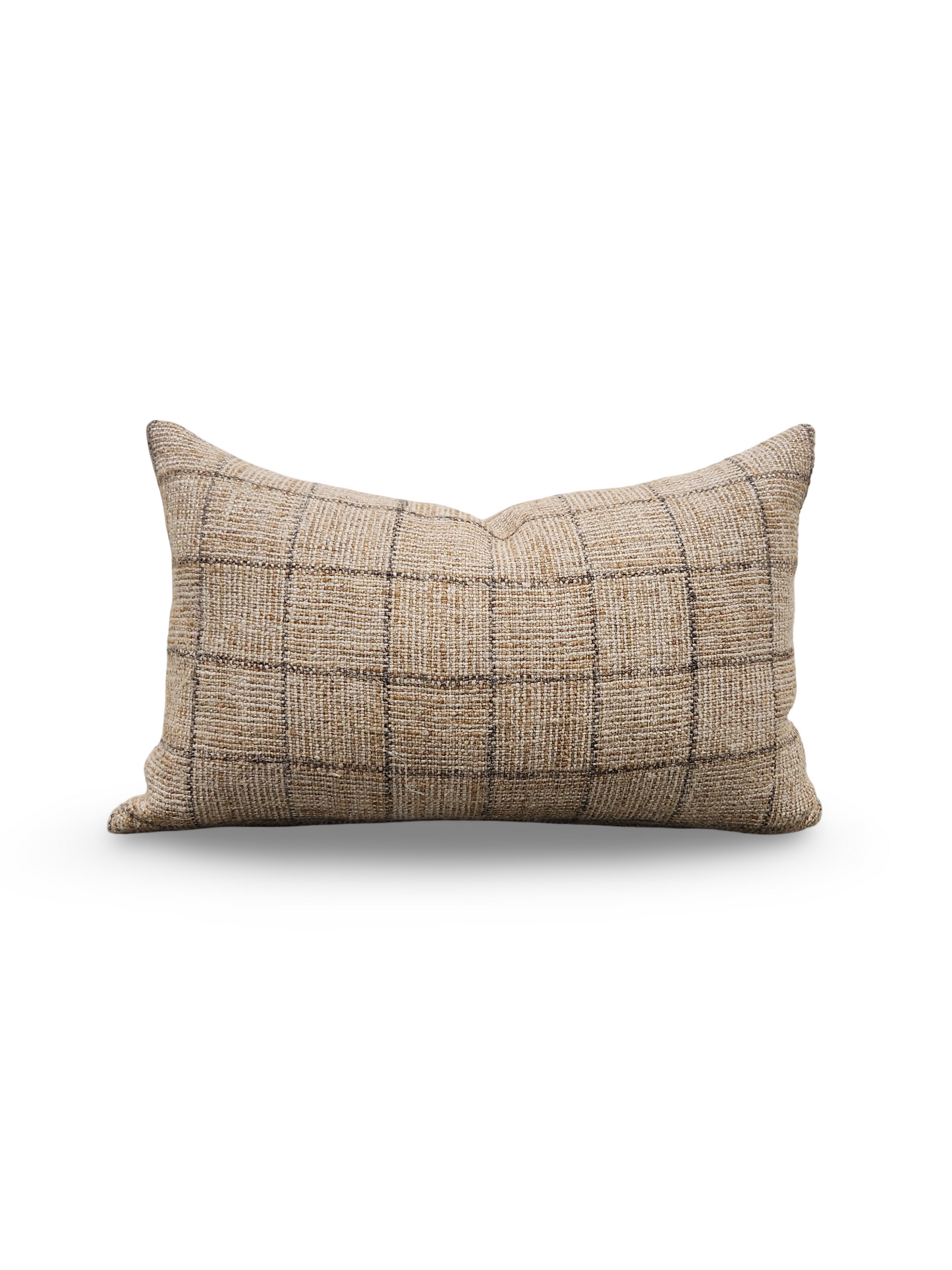 Lumbar Pillow Crosshatch Check Moccasin 12x18" Knife Edge Cover