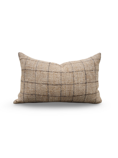 Lumbar Pillow Crosshatch Check Moccasin 12x18" Knife Edge Cover