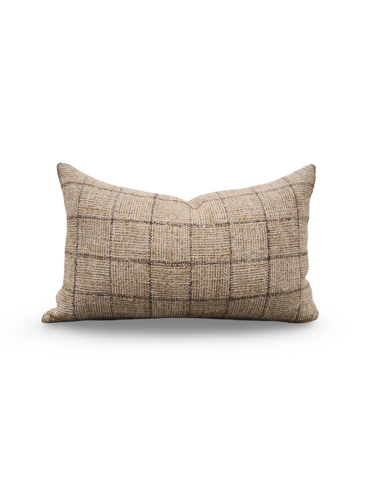 Lumbar Pillow Crosshatch Check Moccasin 12x18" Knife Edge Cover