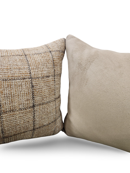 Lumbar Pillow Crosshatch Check Moccasin 12x18" Knife Edge Cover