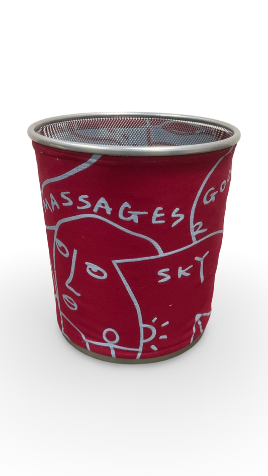 Red and Blue Graffiti Patterned Decorative Waste Basket