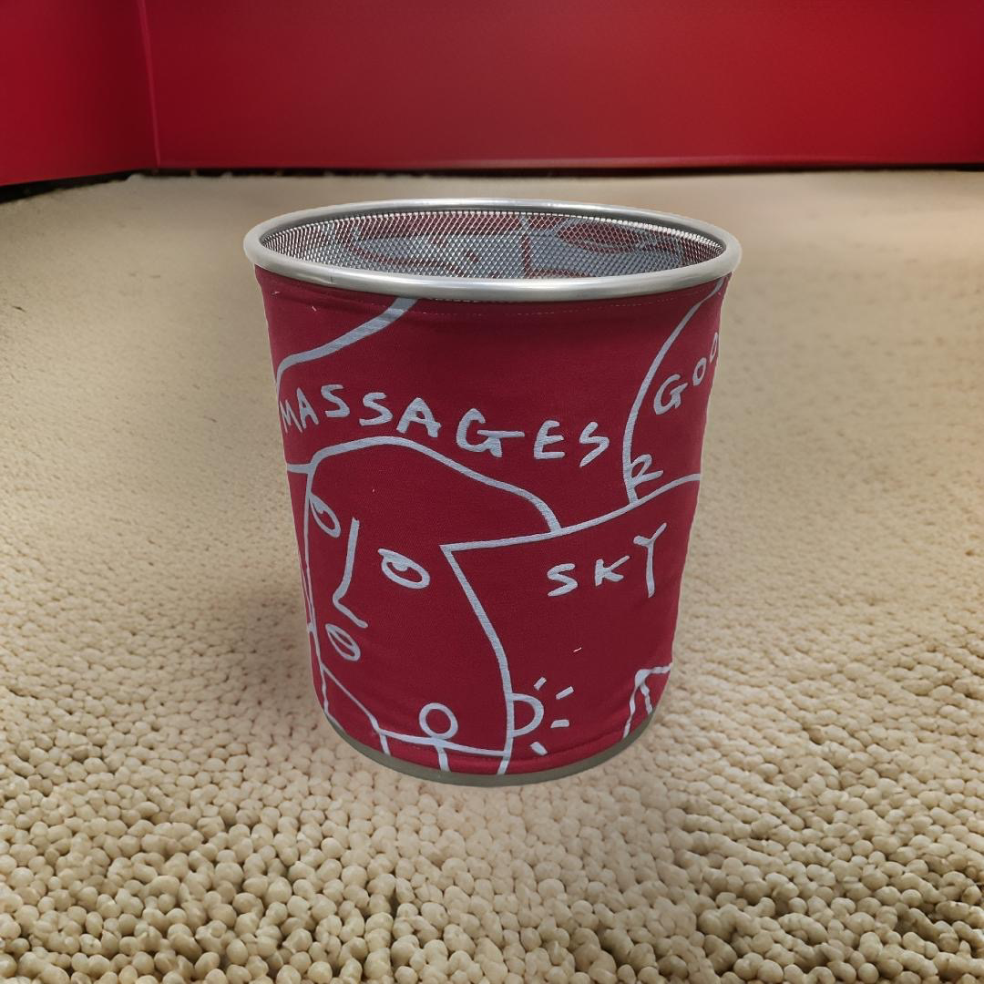 Red and Blue Graffiti Patterned Decorative Waste Basket