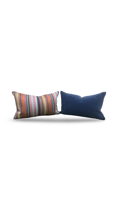 Chair Pillow in Alpenglow Cobalt - 12X18" Knife Edge Decorative Lumbar Pillow