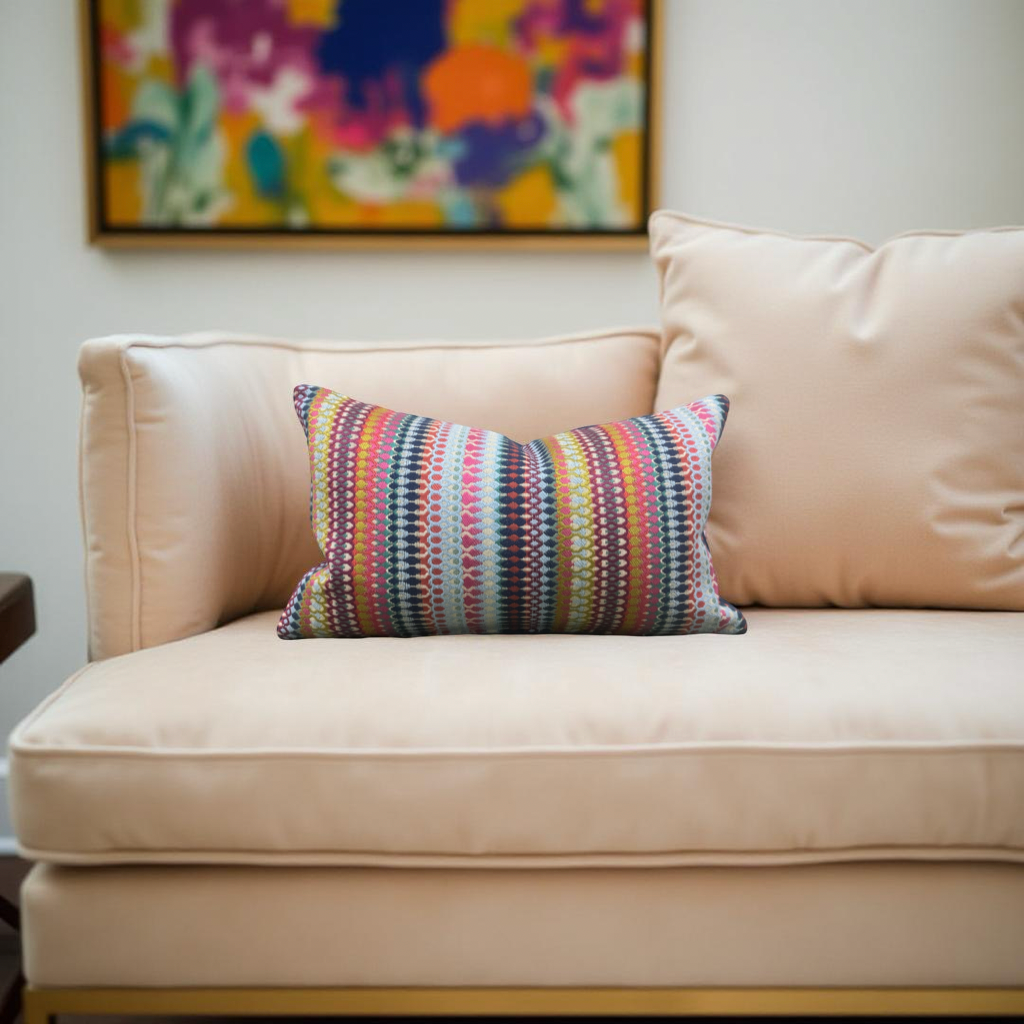 Chair Pillow in Alpenglow Cobalt - 12X18" Knife Edge Decorative Lumbar Pillow