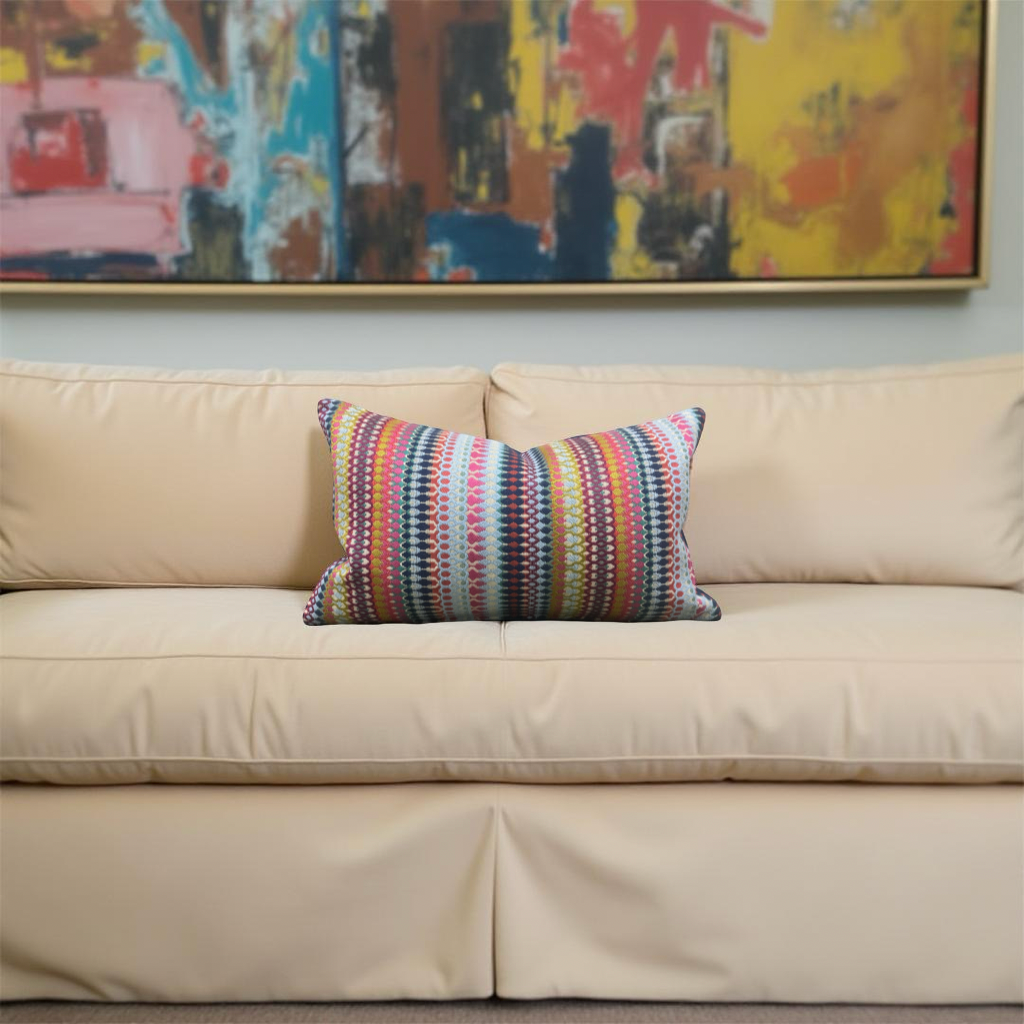 Chair Pillow in Alpenglow Cobalt - 12X18" Knife Edge Decorative Lumbar Pillow