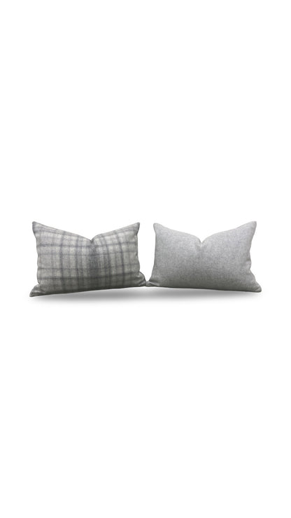 Plaid Lumbar Pillow Bronte Stately 12x18" Knife Edge Cover