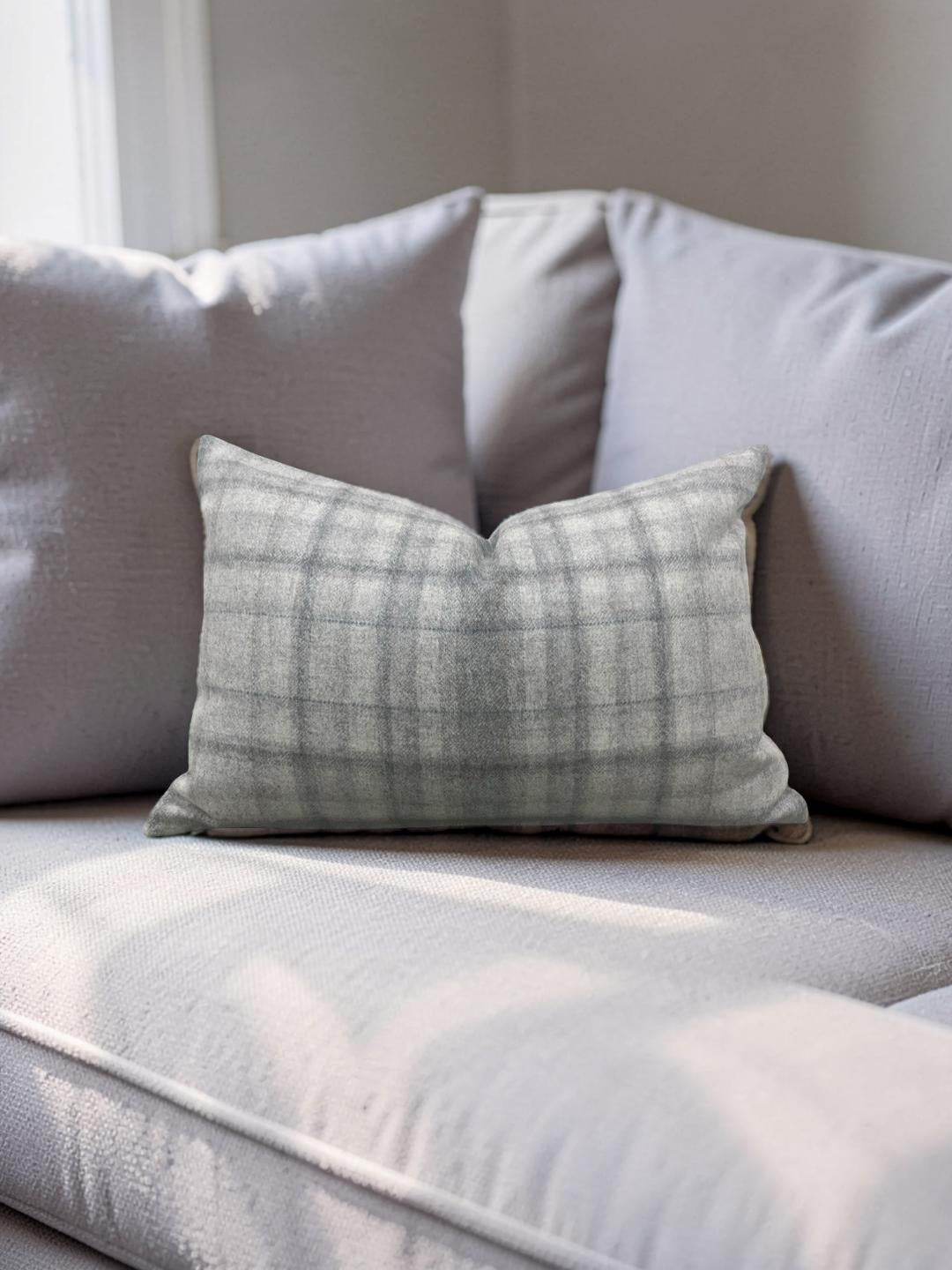 Plaid Lumbar Pillow Bronte Stately 12x18" Knife Edge Cover