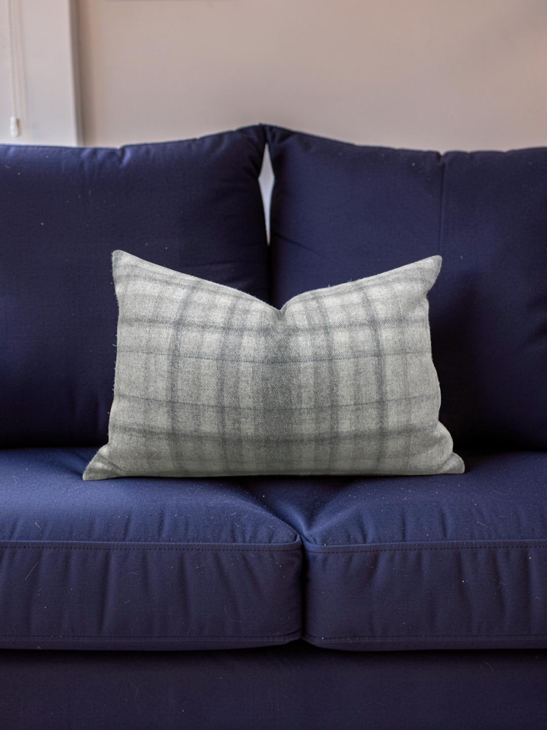 Plaid Lumbar Pillow Bronte Stately 12x18" Knife Edge Cover