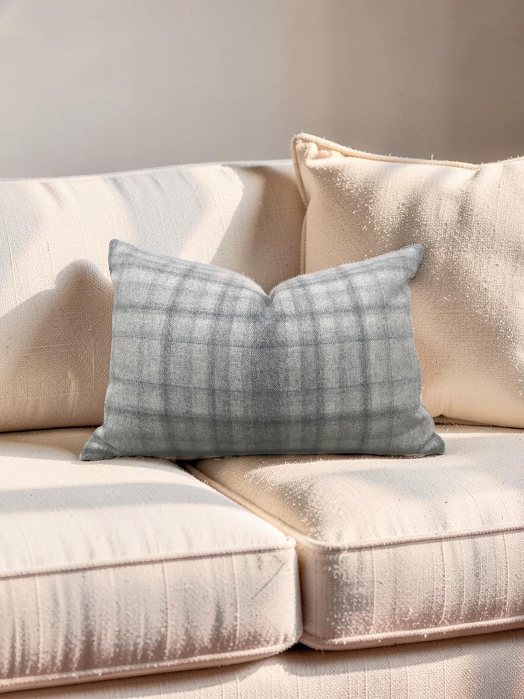 Plaid Lumbar Pillow Bronte Stately 12x18" Knife Edge Cover