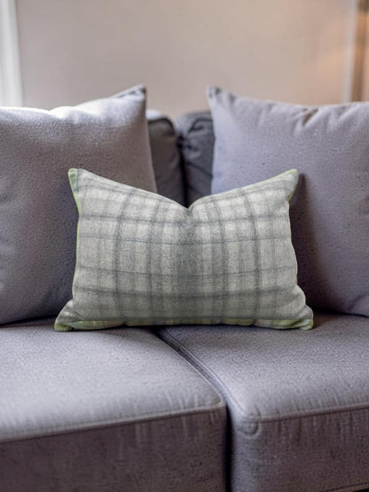 Plaid Lumbar Pillow Bronte Stately 12x18" Knife Edge Cover