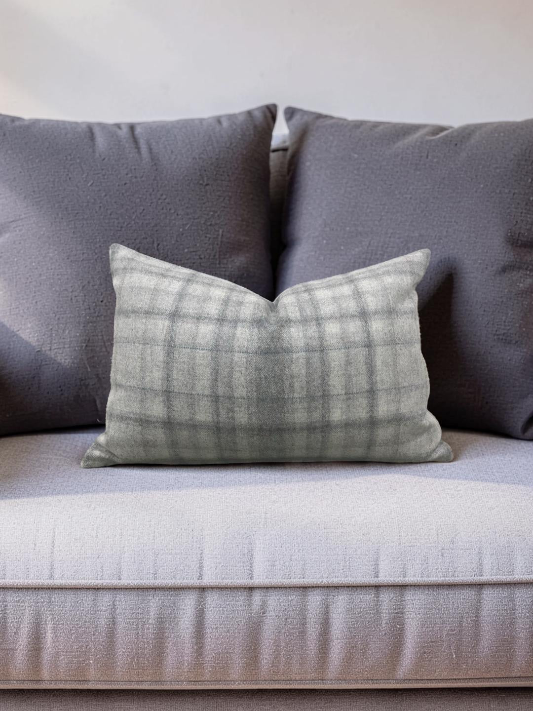 Plaid Lumbar Pillow Bronte Stately 12x18" Knife Edge Cover