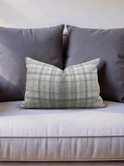 Plaid Lumbar Pillow Bronte Stately 12x18" Knife Edge Cover