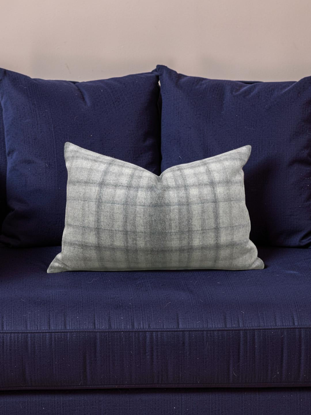 Plaid Lumbar Pillow Bronte Stately 12x18" Knife Edge Cover