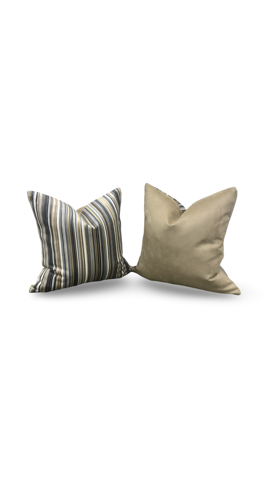 Parada Cumin Velvet Striped 18X18" Knife Edge Decorative Pillow