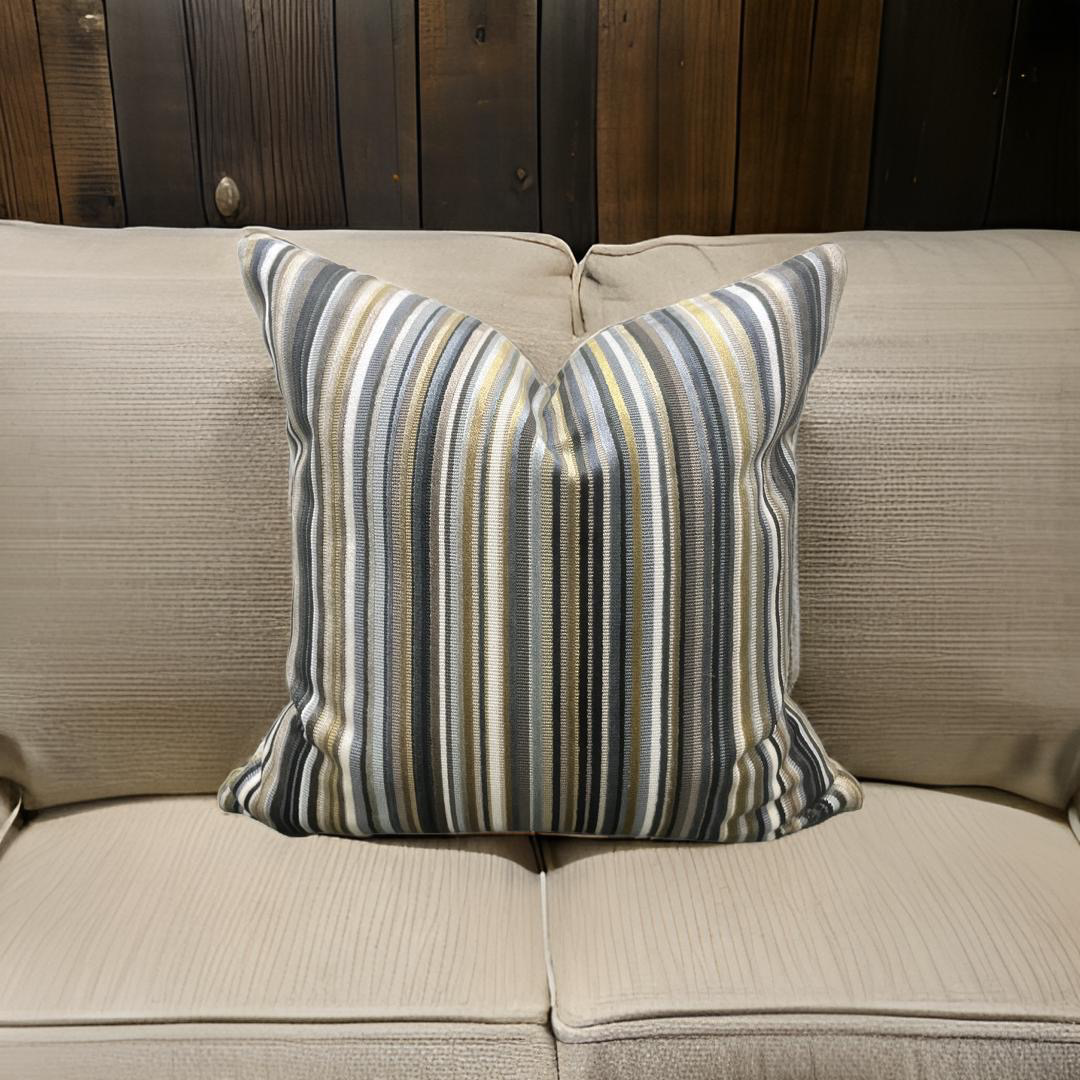 Parada Cumin Velvet Striped 18X18" Knife Edge Decorative Pillow